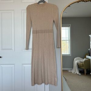 Midi Tan Sweater Dress